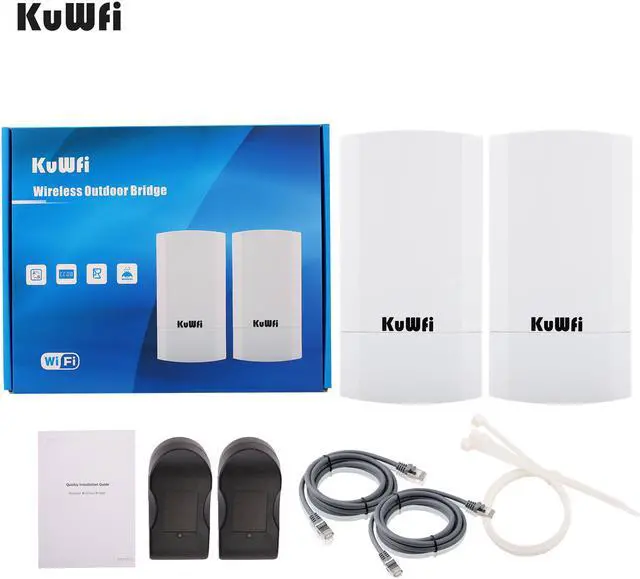 Alt view image 7 of 7 - KuWFi Point to Point Wireless Long Range WiFi Bridge 2.4G 300Mbps Access Point Indoor/Outdoor AP CPE Kit for PTP/PTMP (Pre-Program WDS)