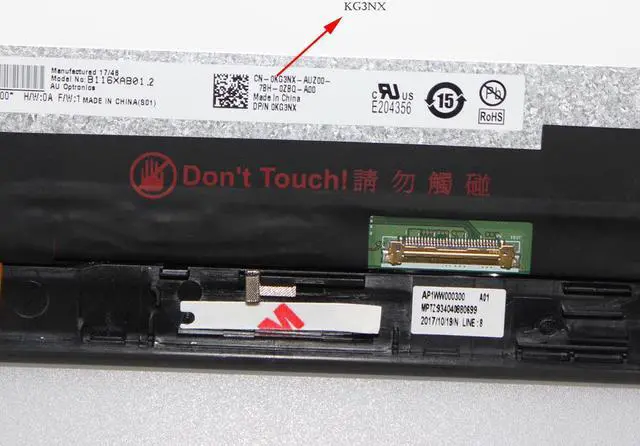 Alt view image 3 of 5 - 11.6" LCD Touch Screen + Bezel Assembly for Dell Chromebook 3189 KG3NX