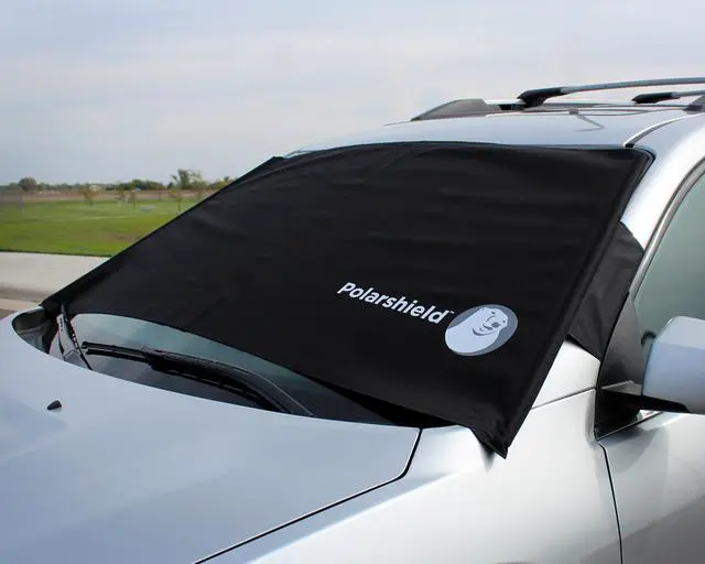 Alt view image 6 of 6 - Delk Polarshield Winter Windshield Cover with Security Panels, Black, 61"x32"