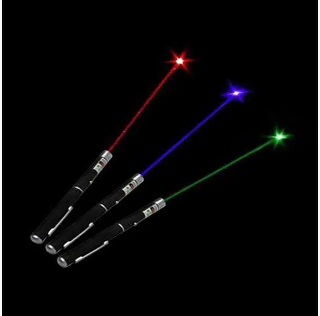Alt view image 2 of 3 - 3x High Power 5MW Green + Blue Voilet + Red Lazer Ray Laser Pointer Pen