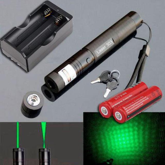 990Miles 532nm 301 Green Laser Pointer Lazer Pen+2 x 18650 Battery+Dual  Charger 