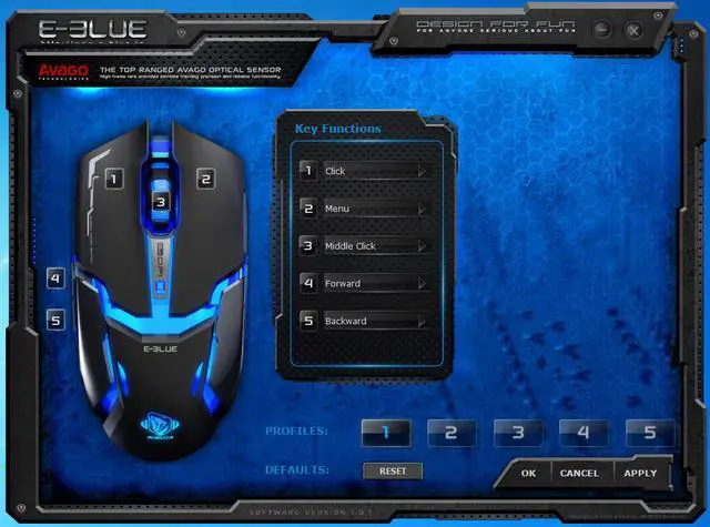 Alt view image 5 of 5 - e-3lue (e-Blue) Auroza Type-IM EMS618 Professional 6 Buttons Programable / 4000DPI / 5-Color LED USB Wired Gaming Mouse - Black