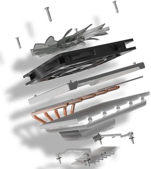 Alt view image 2 of 7 - Cooler Master GeminII M5 LED - 2U Low Profile CPU Cooler with 5 Direct Contact Heatpipes & XtraFlo 120 Slim "Fire Red" LED PWM Cooling Fan