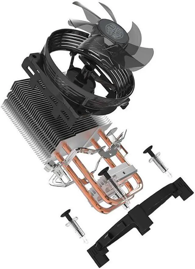 Alt view image 3 of 7 - Cooler Master Blizzard T20 (Red LED ver.) - CPU Cooler with 92mm Cone Shaped LED Cooling Fan & 2 Copper Heatpipes - For AMD Socket AM4/AM3+/AM3/AM2+/AM2/FM2+/FM2/FM1 Intel LGA 1156/1155/1151/1150/775