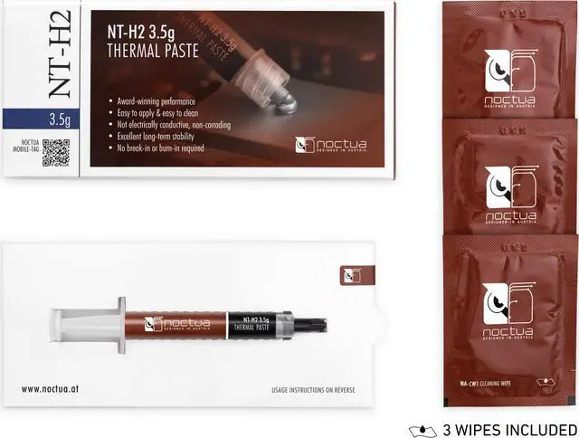 Alt view image 3 of 4 - Noctua NT-H2 3.5g, Pro-Grade Thermal Compound Paste w/ 3x cleaning wipes (3.5g)