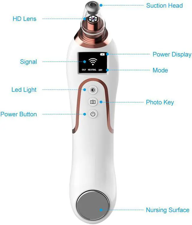 Alt view image 7 of 7 - Smart wireless WiFi Strong suction visual blackhead meter supports Android / IOS