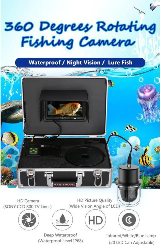 Alt view image 4 of 7 - VisiPower 9 Inch DVR Recorder Cable Length 100m/328ft Underwater Fishing Video Camera Fish Finder IP68 Waterproof 20 LEDs 360 Degree Rotating Dome  Rotating Panoramic viewing Camera