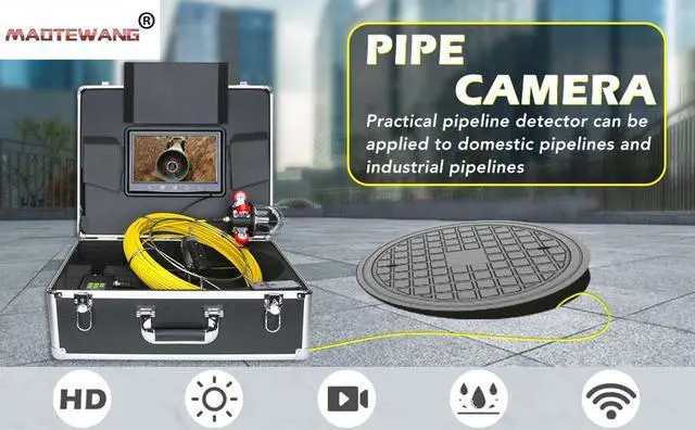 Alt view image 5 of 7 - VisiPower 9 inch  Pipe Inspection Video Camera Drain Sewer Pipeline Industrial Endoscope support WiFi Wireless DVR 360 Degree Rotating Cable Length 30m/98ft
