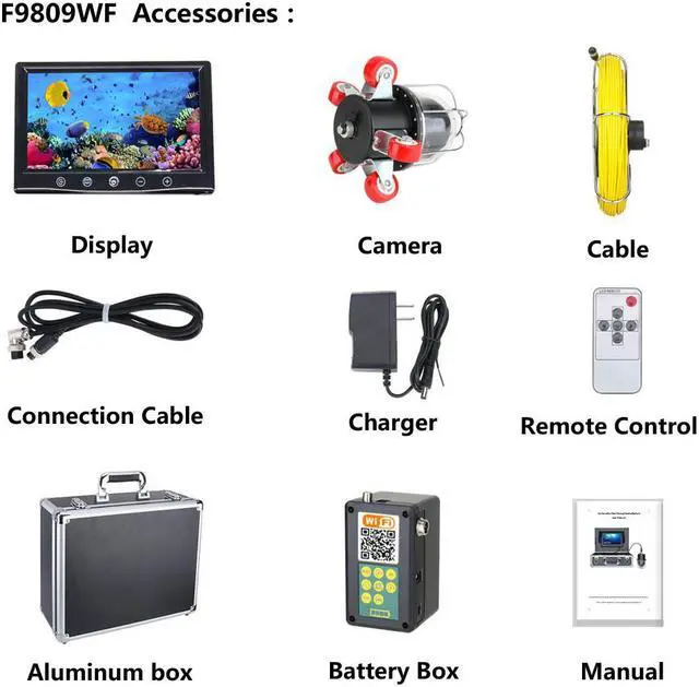 Alt view image 2 of 7 - VisiPower 9 inch  Pipe Inspection Video Camera Drain Sewer Pipeline Industrial Endoscope support WiFi Wireless DVR 360 Degree Rotating Cable Length 30m/98ft