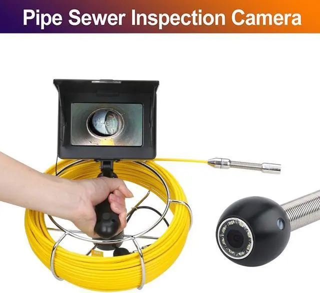 Alt view image 3 of 6 - VisiPower 50M/164ft 5 inch 17mm  Handheld Industrial Pipe Sewer Inspection Video Camera  IP68 Waterproof Drain Pipe Sewer Inspection Camera System 1200 TVL Camera with 8pcs LED Lights
