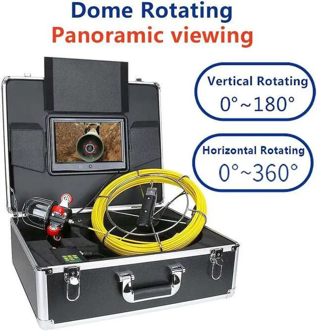 Alt view image 4 of 7 - VisiPower 9 inch  Pipe Inspection Video Camera Drain Sewer Pipeline Industrial Endoscope support 360 Degree Rotating Cable Length 30m/98ft