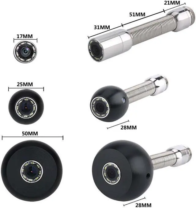 Main image of VisiPower 30M/98ft 5 inch 17mm  Handheld Industrial Pipe Sewer Inspection Video Camera  IP68 Waterproof Drain Pipe Sewer Inspection Camera System 1200 TVL Camera with 8pcs LED Lights
