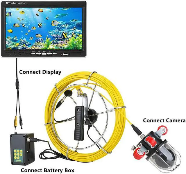 Alt view image 3 of 7 - VisiPower 9 inch  Pipe Inspection Video Camera Drain Sewer Pipeline Industrial Endoscope support 360 Degree Rotating Cable Length 30m/98ft