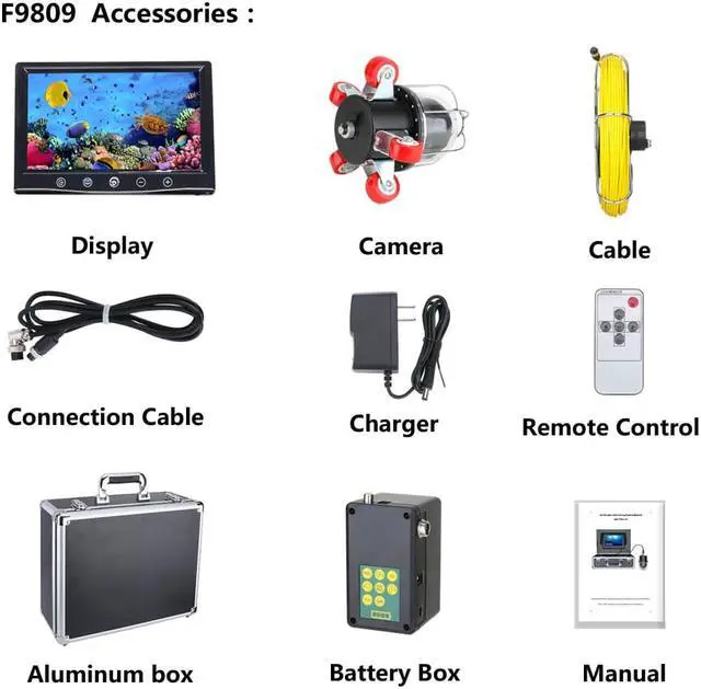 Alt view image 2 of 7 - VisiPower 9 inch  Pipe Inspection Video Camera Drain Sewer Pipeline Industrial Endoscope support 360 Degree Rotating Cable Length 50m/164ft