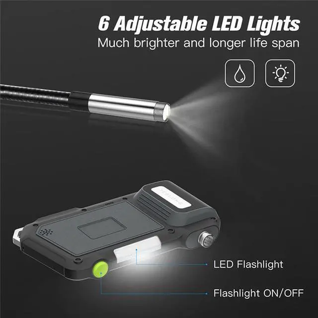 Alt view image 6 of 7 - NTS500-3.9mm-3m 5.0 LCD Screen 3.9mm single Lens 2.0MP  6LED Industrial Endoscope Camera 1080P IP67 Pipe Car Inspection Borescope 360 Rotation