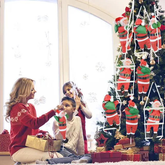 Alt view image 7 of 7 - Electric Climbing Ladder Santa Claus Christmas Figurine Ornament Xmas Party DIY Crafts Festival Navidad 2020 Gift Decorations