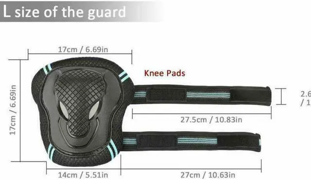 Alt view image 4 of 6 - Roller Skating Knee Elbow Wrist Protective Guard Pad Gear Pack Adult Safety Gear