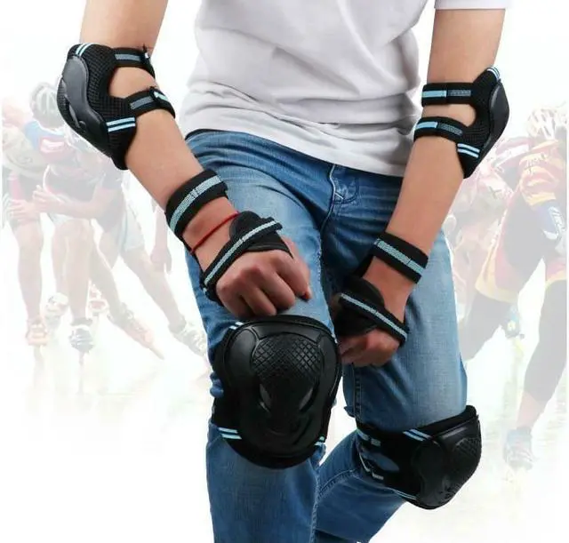 Alt view image 6 of 6 - Roller Skating Knee Elbow Wrist Protective Guard Pad Gear Pack Adult Safety Gear