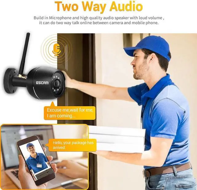 Alt view image 5 of 7 - ESCAM WNK204 Wireless Security System NVR Kit,4pcs WiFi IP Camera with 4CH NVR,Tuya HD 1080P AI Humanoid Motion Detection Two-way Audio Day/Night Vision Multi-language, Support Cloud Storage