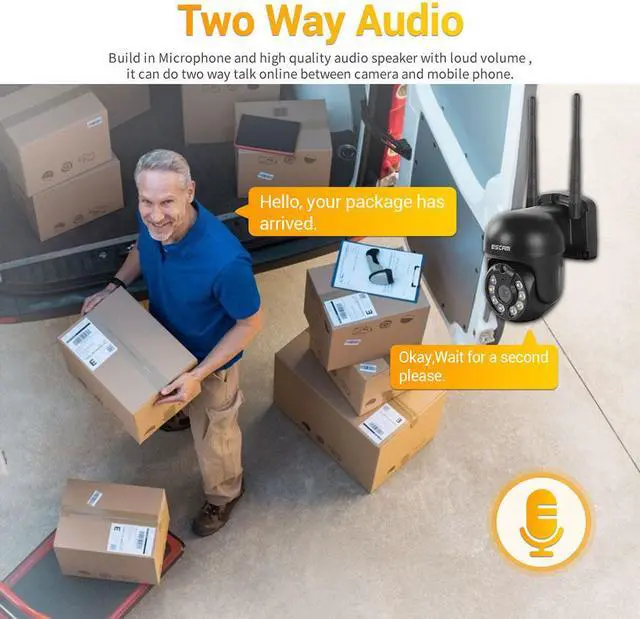 Alt view image 5 of 7 - ESCAM WNK610 3MP Wireless WiFi IP Camera, Security Smart Home indoor Camera for Baby/Pet/Nanny/Garage/Yard, Dual Light Motion Detection Humanoid Detection 2 Way Audio Night Vision IR Pan/Tilt, Black