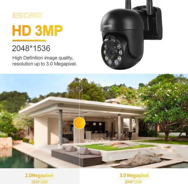 Alt view image 2 of 7 - ESCAM WNK610 3MP Wireless WiFi IP Camera, Security Smart Home indoor Camera for Baby/Pet/Nanny/Garage/Yard, Dual Light Motion Detection Humanoid Detection 2 Way Audio Night Vision IR Pan/Tilt, Black