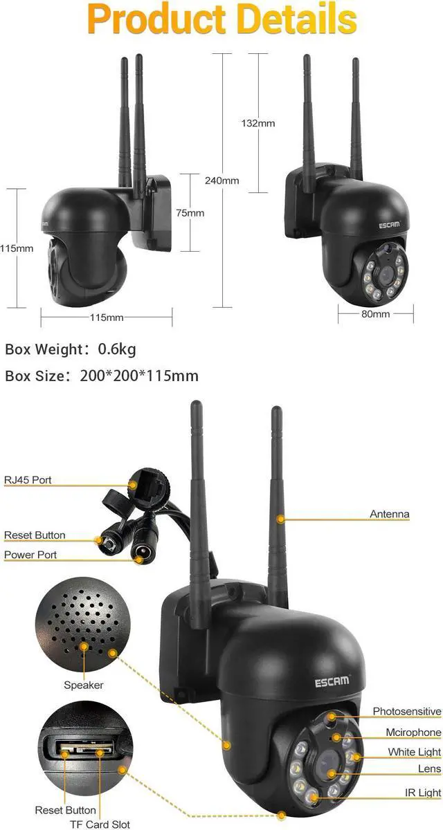 Alt view image 6 of 7 - ESCAM WNK610 3MP Wireless WiFi IP Camera, Security Smart Home indoor Camera for Baby/Pet/Nanny/Garage/Yard, Dual Light Motion Detection Humanoid Detection 2 Way Audio Night Vision IR Pan/Tilt, Black