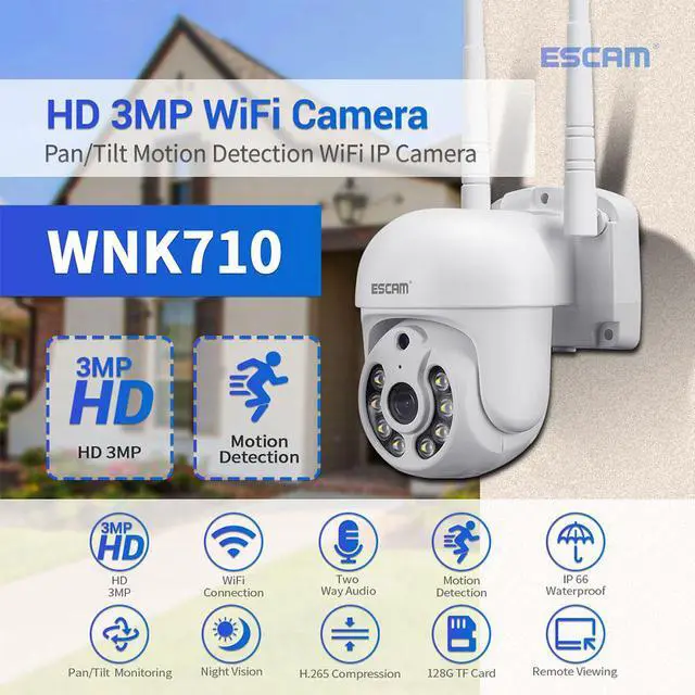 Main image of ESCAM WNK710 3MP Wireless WiFi IP Camera, Security Smart Home indoor Camera for Baby/Pet/Nanny/Garage/Yard, Dual Light Motion Detection Humanoid Detection 2 Way Audio Night Vision IR Pan/Tilt, White