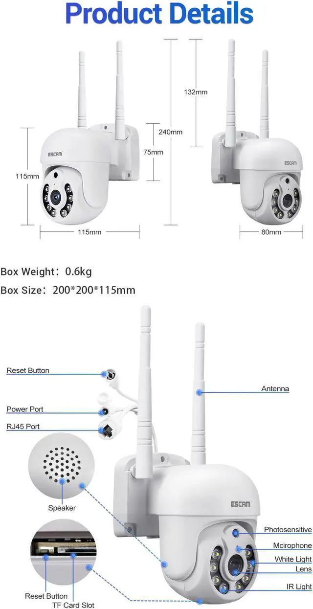 Alt view image 6 of 7 - ESCAM WNK710 3MP Wireless WiFi IP Camera, Security Smart Home indoor Camera for Baby/Pet/Nanny/Garage/Yard, Dual Light Motion Detection Humanoid Detection 2 Way Audio Night Vision IR Pan/Tilt, White