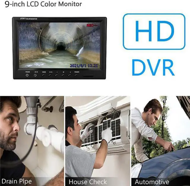 Alt view image 2 of 7 - 9" Monitor  DVR  Sewer Pipe Inspection Video Camera with Auto Self Leveling 512HZ  Pipe Locator  22MM IP68 HD 1000TVL Camera 12PCS LED Lights 50m/164ft
