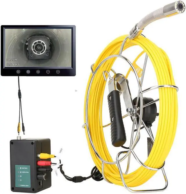 Alt view image 5 of 7 - 9" Monitor  DVR  Sewer Pipe Inspection Video Camera with Meter Counter Auto Self Leveling 512HZ  Pipe Locator  22MM IP68 HD 1000TVL Camera 12PCS LED Lights 30m/98ft
