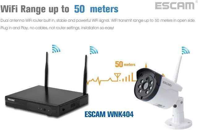 Alt view image 2 of 7 - ESCAM WNK404 4CH Wifi NVR Security Surveillance System Kit,4pcs 3MP Wireless WiFi IP Camera, wifi 50m Automatch plug in and play, Home Outdoor cctv security camera system IR Night Vision,Alarm push