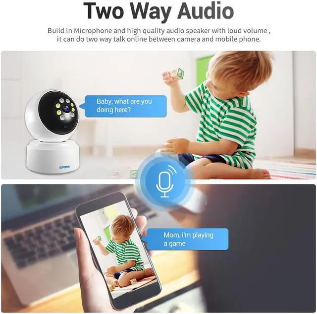 Alt view image 7 of 7 - ESCAM PT200 1080P mobile tracking 5GWIFI cloud storage two-way voice intelligent night vision camera