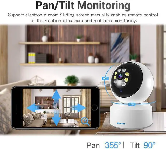 Alt view image 6 of 7 - ESCAM PT200 1080P mobile tracking 5GWIFI cloud storage two-way voice intelligent night vision camera