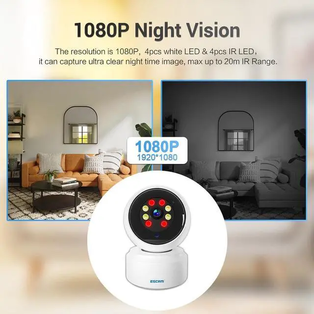 Alt view image 5 of 7 - ESCAM PT200 1080P mobile tracking 5GWIFI cloud storage two-way voice intelligent night vision camera