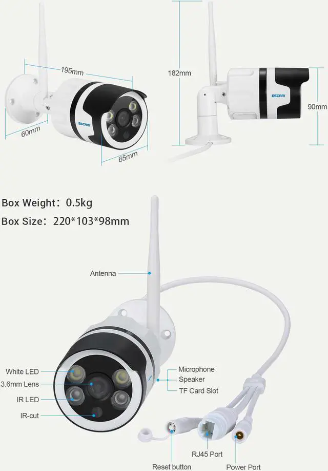 Alt view image 7 of 7 - ESCAM QD109 720P Motion Detection Night Vision smart Dual light Wifi Motion Detection IP Camera Two-way Audio Surveillance