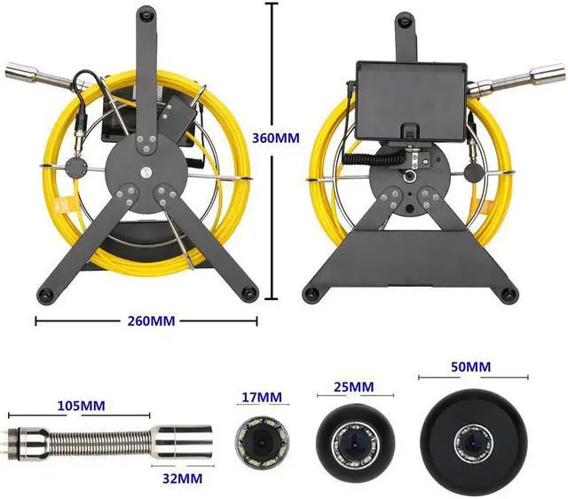 Alt view image 5 of 7 - VisiPower Sewer Pipe Inspection Camera with 16GB TF Card DVR Sewer Drain Industrial Endoscope IP68 5600MHA Battery 4.3inch IPS color monitor cable Cable Length 30m/98ft