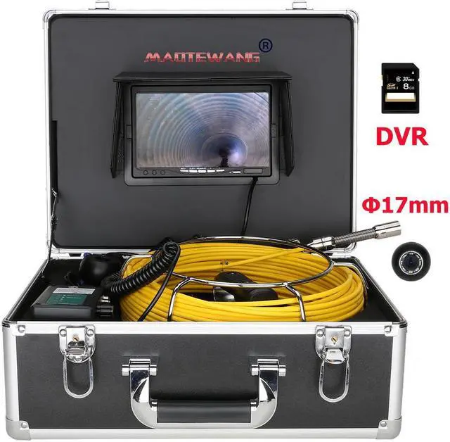 Alt view image 4 of 7 - visiPower Drain Sewer Pipeline Industrial Endoscope Pipe Inspection Multifunctional Video Camera 7" Display Screen Video Recording Lens dia 17mm 8GB SD Card Waterproof IP68 Cable length 50m/164ft