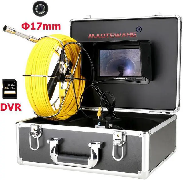Alt view image 5 of 7 - visiPower Drain Sewer Pipeline Industrial Endoscope Pipe Inspection Multifunctional Video Camera 7" Display Screen Video Recording Lens dia 17mm 8GB SD Card Waterproof IP68 Cable length 50m/164ft