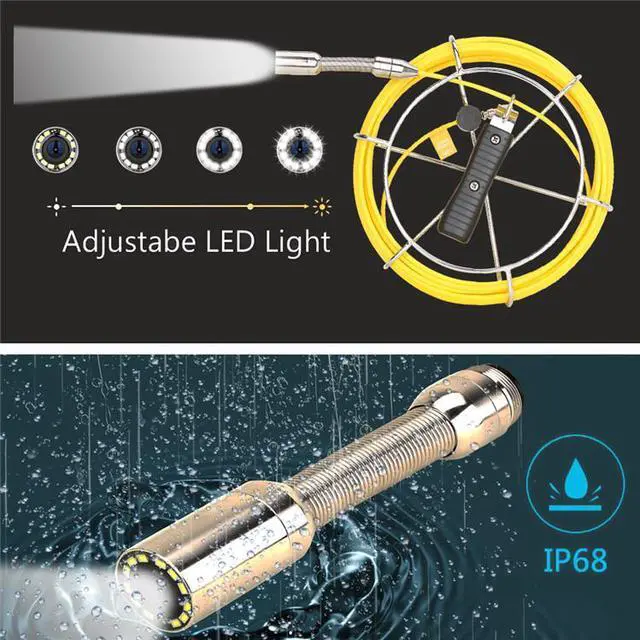 Alt view image 7 of 7 - visiPower Drain Sewer Pipeline Industrial Endoscope Pipe Inspection Multifunctional Video Camera 7" Display Screen Video Recording Lens dia 17mm 8GB SD Card Waterproof IP68 Cable length 50m/164ft