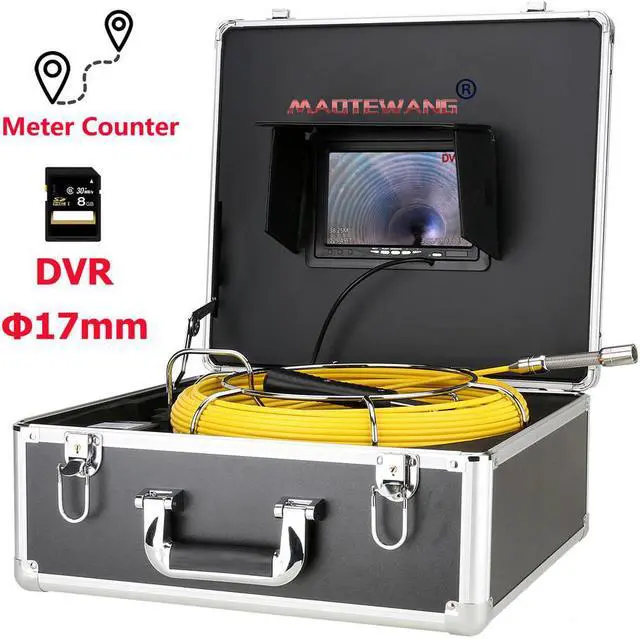 Main image of VisiPower Drain Sewer Pipeline Industrial Endoscope Pipe System Video 7" Display Screen,Video Recording + Meter Counter, Lens dia 17mm 8GB SD Card Waterproof IP68 Cable Length30m/98ft Camera