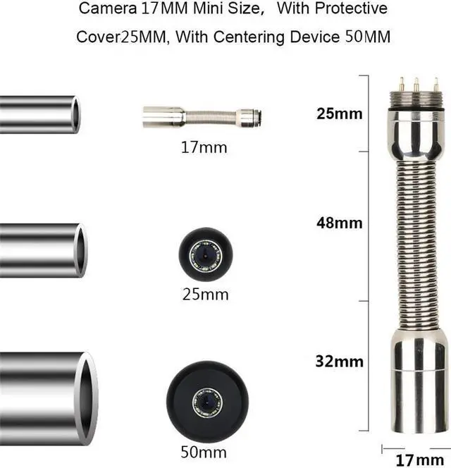 Alt view image 4 of 7 - visiPower Drain Sewer Pipeline Industrial Endoscope Pipe Inspection System Multifunctional Video 9" Display Screen DVR Video Recording Lens dia 17mm 8GB SD Card Waterproof Camera Cable Length 30m/98ft
