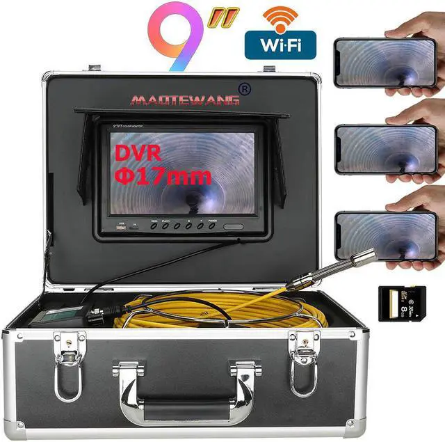 Main image of VisiPower Cable Length 20m/65ft 9" Wireless WiFi Pipe Inspection Video Camera,17MM 8GB SD Card Drain Sewer Pipeline Industrial Endoscope Android/IOS