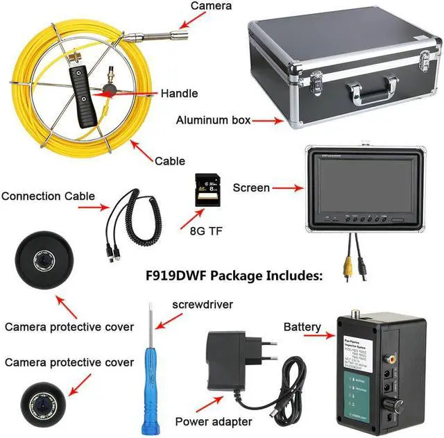 Alt view image 3 of 7 - VisiPower Cable Length 20m/65ft 9" Wireless WiFi Pipe Inspection Video Camera,17MM 8GB SD Card Drain Sewer Pipeline Industrial Endoscope Android/IOS