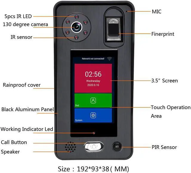 Alt view image 3 of 7 - 7 inch Two-Way Video Intercom Video Door Phone Doorbell Intercom System 1080P Camera 500 Fingerprints 500 Face Recognition unlock