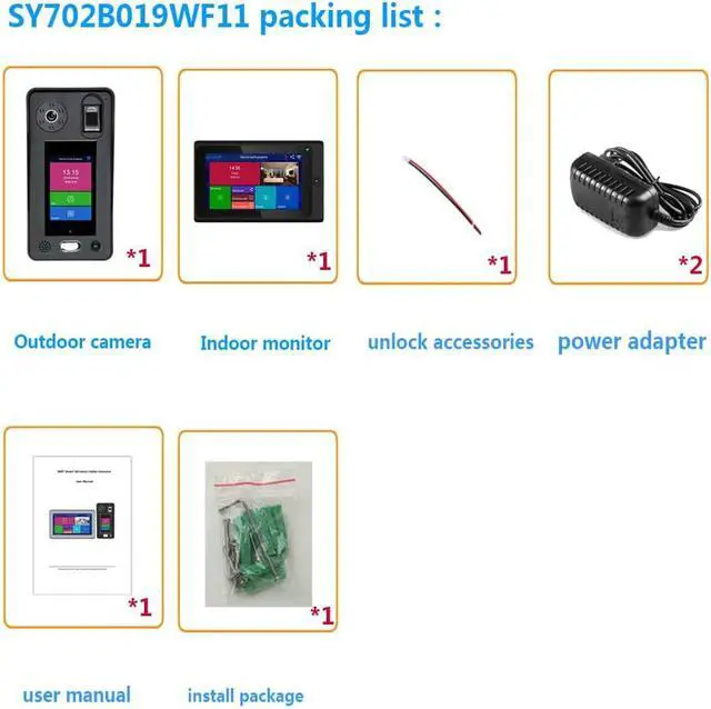 Alt view image 6 of 7 - 7 inch Two-Way Video Intercom Video Door Phone Doorbell Intercom System 1080P Camera 500 Fingerprints 500 Face Recognition unlock