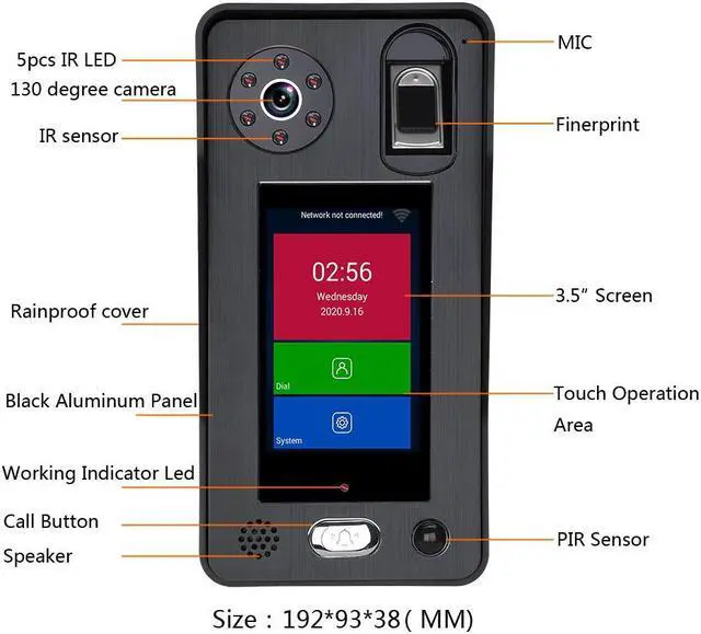 Alt view image 5 of 7 - 7 inch Two-Way Video Intercom Video Door Phone Doorbell Intercom System 1080P Camera 500 Fingerprints 500 Face Recognition unlock 2 monitor