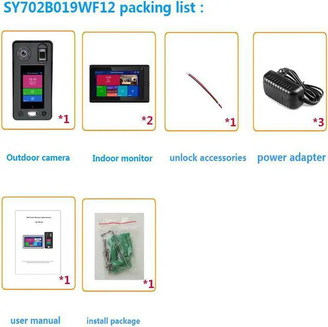 Alt view image 2 of 7 - 7 inch Two-Way Video Intercom Video Door Phone Doorbell Intercom System 1080P Camera 500 Fingerprints 500 Face Recognition unlock 2 monitor