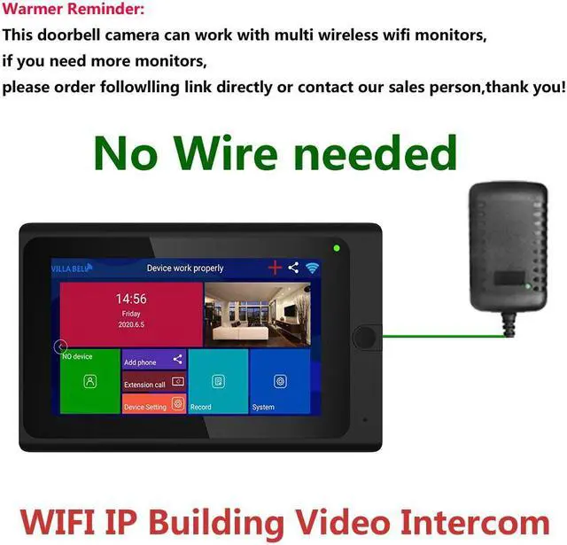 Alt view image 7 of 7 - 7 inch Two-Way Video Intercom Video Door Phone Doorbell Intercom System 1080P Camera 500 Fingerprints 500 Face Recognition unlock 2 monitor