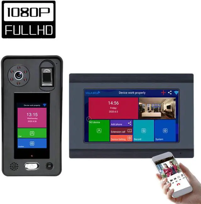 Main image of 7 inch Wireless WIFI Video Door Phone Doorbell Intercom System 1080P Camera 500 Fingerprints 500 Face Recognition unlock