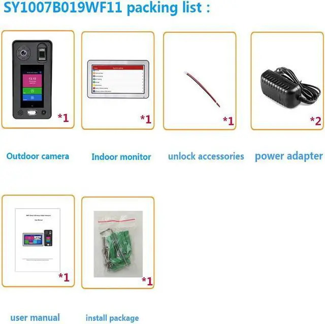 Alt view image 7 of 7 - VisiPower 10 inch Wireless WIFI Video Door Phone Doorbell Intercom System 1080P Camera 500 Fingerprints 500 Face Recognition unlock